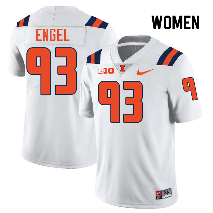 Women #93 Henry Engel Illinois Fighting Illini College Football Jerseys Stitched-White